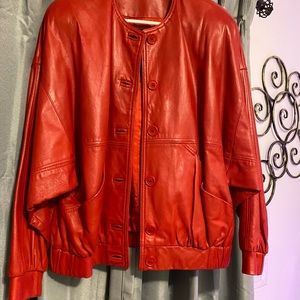 Red leather jacket
